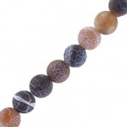 Natural stone beads 6mm Agate crackle Black brown frosted